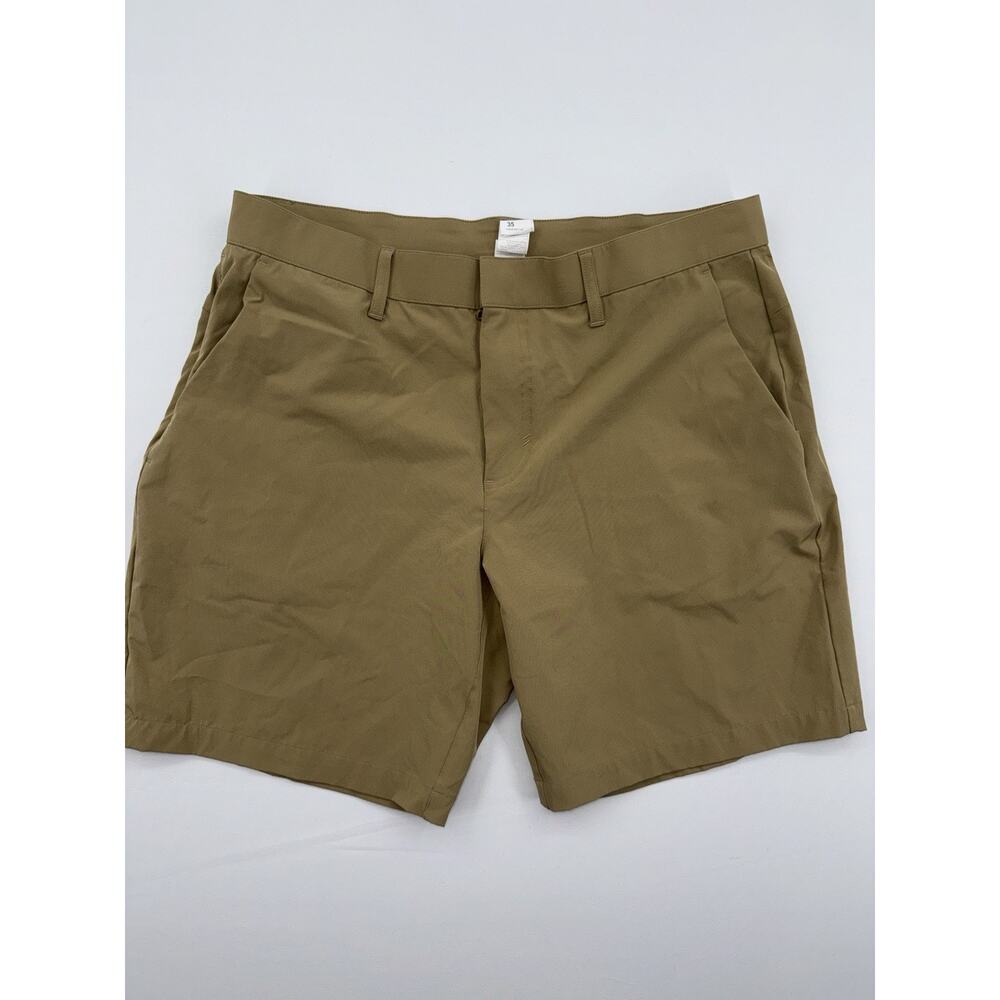 Fabletics Chino‎ Shorts Khaki Dark Twill Regular Fit Flat Front Mens Size 35